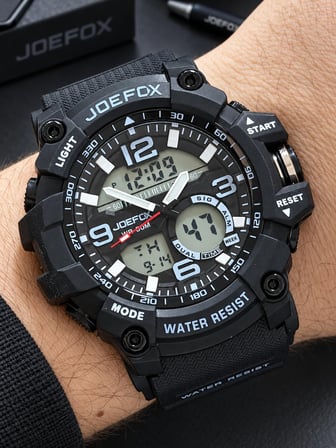 Joefox Digital Ve Analog 2 Yıl Garantili Kronmetre+Takvim+Alarm+Aydınlatma Erkek Kol Saati JOE.S3