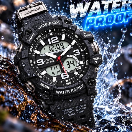 Joefox Digital Ve Analog 2 Yıl Garantili Kronmetre+Takvim+Alarm+Aydınlatma Erkek Kol Saati JOE.S3