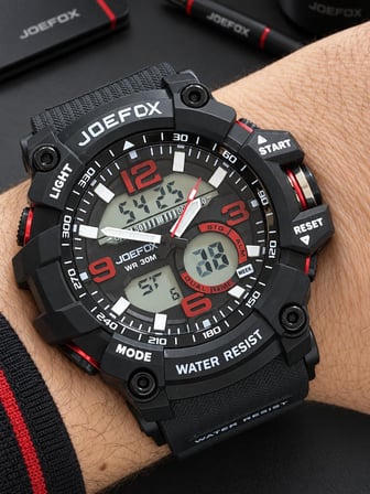 Joefox Digital Ve Analog 2 Yıl Garantili Kronmetre+Takvim+Alarm+Aydınlatma Erkek Kol Saati JOE.S4
