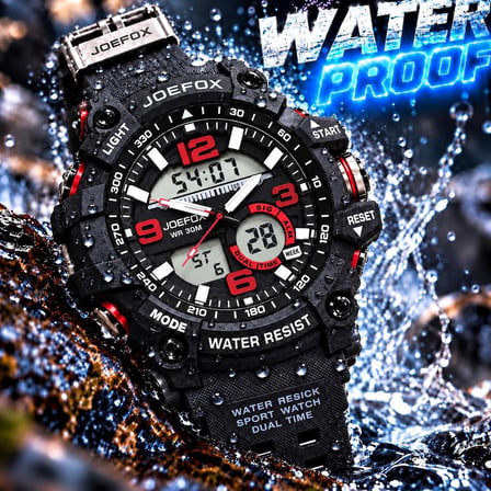 Joefox Digital Ve Analog 2 Yıl Garantili Kronmetre+Takvim+Alarm+Aydınlatma Erkek Kol Saati JOE.S4
