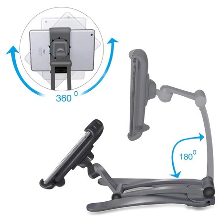 360 Derece Dönebilen Mutfak Masaüstü Telefon Tablet Tutucu Ayarlanabilir Esnek Ayaklı Metal Gövdeli Bx40