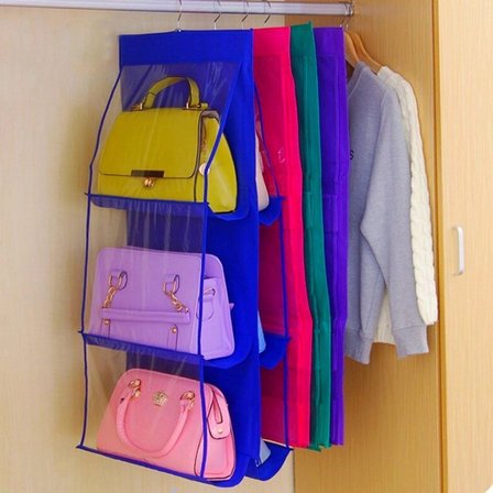 6 Gözlü Pratik Dolap İçi Çanta Düzenleyici Askılık Oganizer Bx40