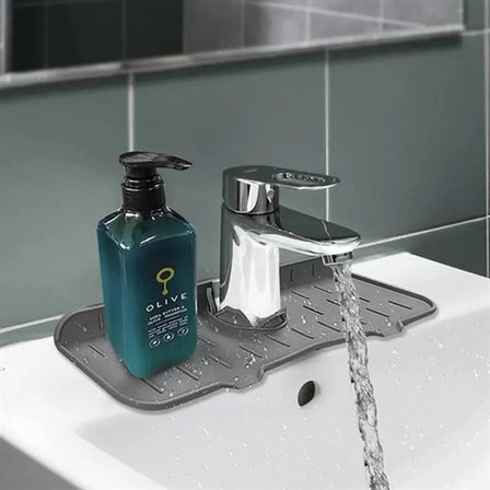 Lavabo İçin Silikon Esnek Mat Musluk Sapı Damlama Tutucu Raf Mutfak Tezgahı Sıçrama Koruma Bx40