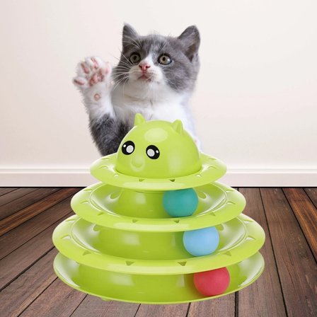 Tower Of Tracks Eğlenceli Üç Katlı Kedi Oyuncağı Seti Kedi Oyunu Bx40