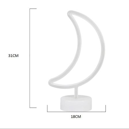 Dekoratif Pilli Ay Tasarımlı D Neon Led Masa Ve Gece Lambası ()