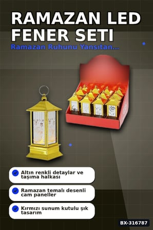 Ramazan LED Işık Kare Kubbe Tasarımlı Pilli Dekoratif Aydınlatma 12 Adet BX-316787