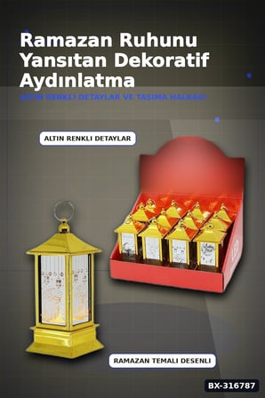 Ramazan LED Işık Kare Kubbe Tasarımlı Pilli Dekoratif Aydınlatma 12 Adet BX-316787
