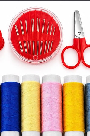 Çantalı Dikiş Seti İplik Mezura Tekstil Makası İğne ve Yüzük Tamir Kiti BX-316943