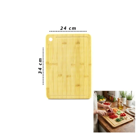 24x34x1.8cm Ahşap Bambu Kesim Panosu - Kesme Tahtası Bx40