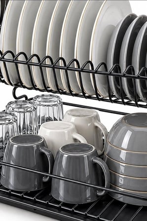 Çift Katlı Bulaşıklık Metal Lux Tabaklık, Mutfak Tezgah Üstü Düzenleyici BX-316856
