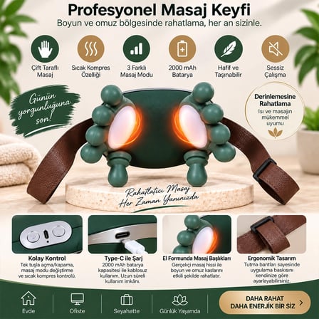 Çift El Şeklinde Boyun Ve Omuz Aleti 5v - 2000mah 165x155x135mm Dp-770 Bx40