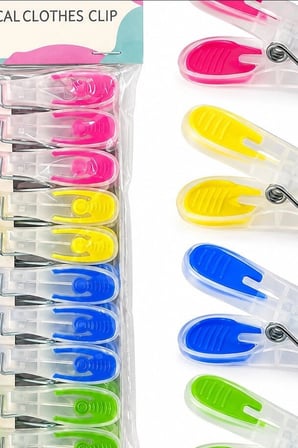 Silikon Ağızlı Şeffaf Plastik Mandal Seti, Bas Aç Pratik Çamaşır Mandalı 10 Adet BX-316853