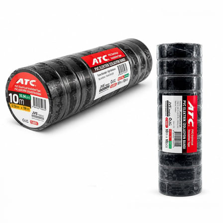 10 Adet Lüx Siyah Pvc İzolasyon Elektrik Bandı 0.13x19x11yds 10mm - 1 Paket Gönderilir - 1 Paket İçi