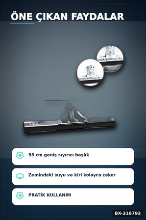 Endüstriyel Metal Yersil Çekpas 55 cm Profesyonel Zemin Temizleyici 12 Adet BX-316793