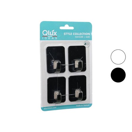 4pcs Cloud Askı No-2 Siyah - Beyaz Plastik Yapışkanlı Montaj Bx40
