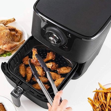 Siyah Isıya Dayanıklı Yıkanılabilir Silikon Fırın Ve Airfryer Yuvarlak Model Pişirme Matı 23 Cm Bx40