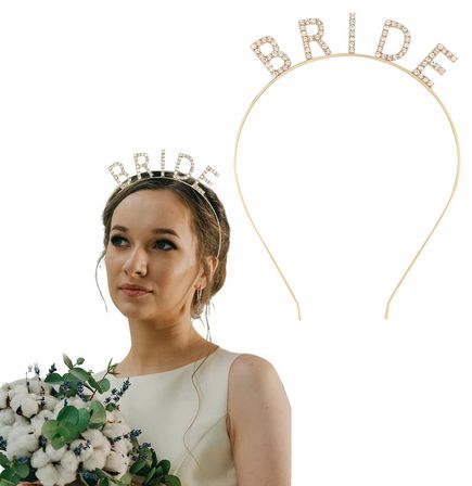 Altın Gold Renk Bekarlığa Veda Kristal Taş Bride Tacı İthal 16x10 Cm Bx40