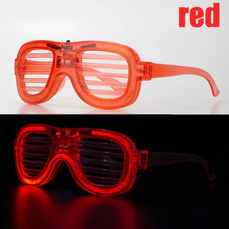 Kırmızı Led Işıklı Parti Gözlüğü - Neon Glow Şerit Gözlük 3 Modlu Bx40