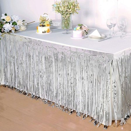 Gümüş Metalize Masa Eteği 275x75 Cm – Kendinden Yapışkanlı Bx40