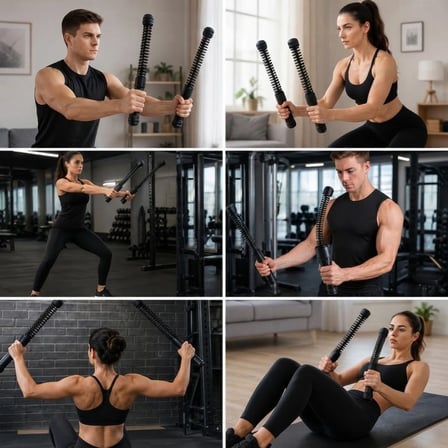 2&amp;apos;li Battle Rope Titreşimli Egzersiz Çubuğu, Yaylı Dalga Mekanizmalı Kol, Omuz,, Sırt Ve Co