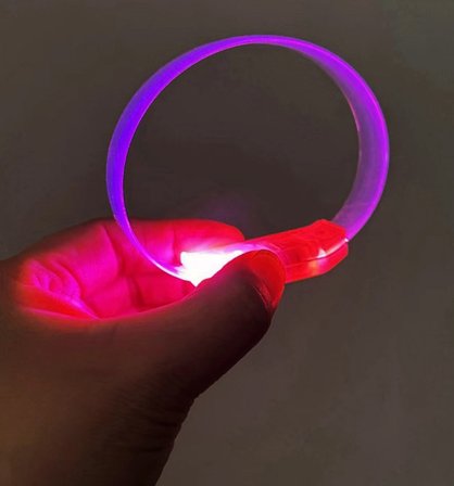 3 Modlu Pilli Led Işıklı Esnek Parti Bilekliği Pembe Bx40
