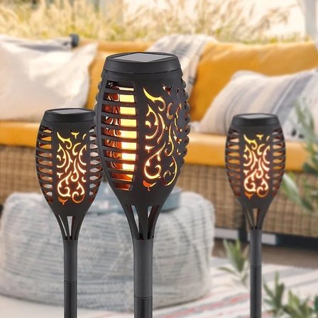 12 Ledli Alevli Solar Bahçe Aydınlatma  Bx40