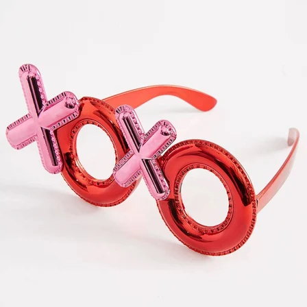 Kırmızı Renk Xoxo Yazılı Parti Gözlüğü 17x7 Cm Bx40