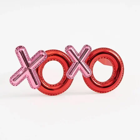 Kırmızı Renk Xoxo Yazılı Parti Gözlüğü 17x7 Cm Bx40