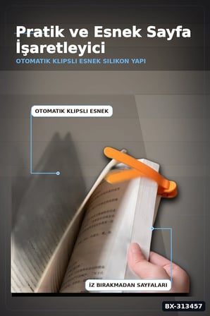 Silikon Otomatik Kitap Ayıracı 3 Adet Klips Seti - Akıllı Yer İmi Okuma Aksesuarı BX-313457