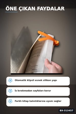 Silikon Otomatik Kitap Ayıracı 3 Adet Klips Seti - Akıllı Yer İmi Okuma Aksesuarı BX-313457