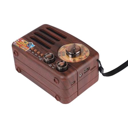 Küçük Boy Retro, Nostaljik, Ahşap Tasarım Bluetooth Hoparlörlü, Şarjlı, Taşınabilir Büyük Döndürülebilen Düğmeli FM/AM Destekli Radyo NS ()