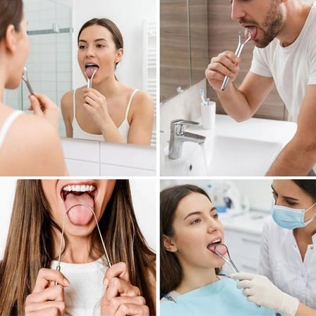 3&amp;apos;lü Paslanmaz Çelik Dil Temizleyici Seti –  Ergonomik Dil Kazıyıcı Ve Ağız Bakım Aparatları Seti Bx40