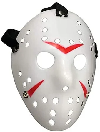 Beyaz Renk Kırmızı Çizgili Tam Yüz Hokey Jason Maskesi Hannibal Maskesi Bx40