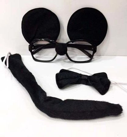 Mickey Mouse Gözlüğü Papyonu Kuyruğu Seti Bx40