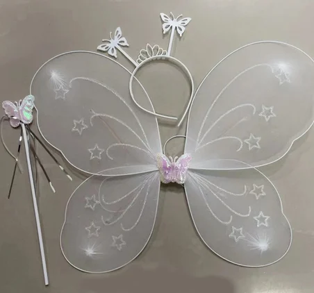 Beyaz Renk Kelebek Kanadı Tacı Ve Sopası 50x37 Cm Bx40