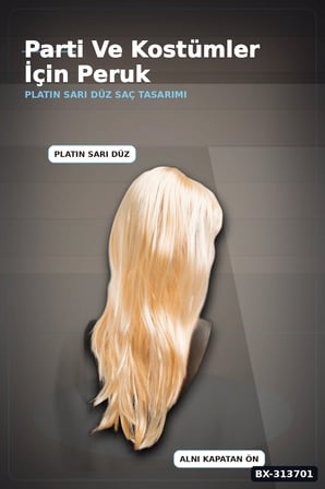 Uzun Duz Sentetik Parti Peruğu 60 cm - Yetiskin Kostum Aksesuari Tekli BX-313701