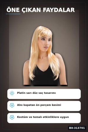 Uzun Duz Sentetik Parti Peruğu 60 cm - Yetiskin Kostum Aksesuari Tekli BX-313701