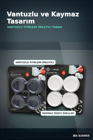 Çamaşır Makinesi Titreşim Önleyici Ayak Seti Küçük Beyaz 4 Parça Gereç BX-316955