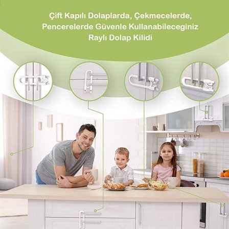 Bebek Çocuk Çekmece ve Dolap Koruma Raylı Güvenlik Sistemi Emniyet Kilidi ()