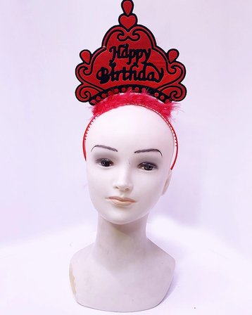 Happy Birthday Neon Kırmızı Renk Doğum Günü Tacı 24x15 Cm Bx40