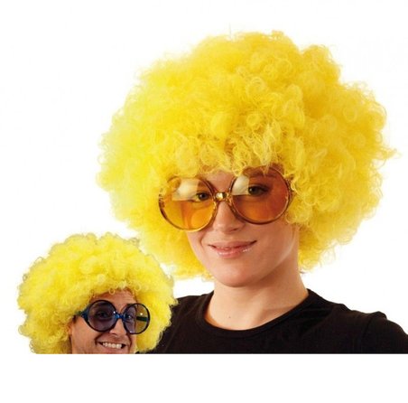 Sarı Renk Kıvırcık Afro Bonus Peruk Bx40