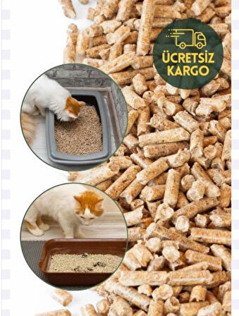  Pelet Kedi Kumu Net 15 kg - 30 lt - Topaklanmayan %100 Organik Çam Peleti Kedi Kumu