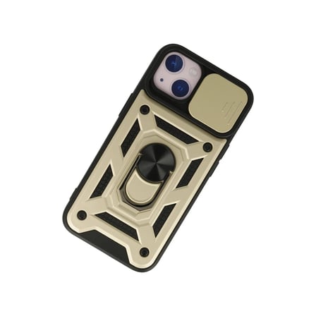 Apple iPhone 15 Kılıf Pars Lens Yüzüklü Silikon - Gold