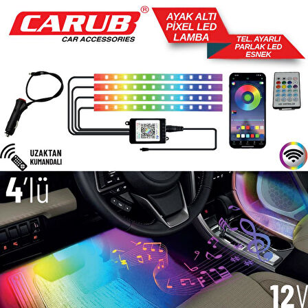 Ayak Altı Pixel led Telefon Ayarlı 48 Led 4 Parça 