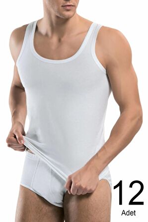 Erkek Beyaz 12'li Paket Atlet Külot Takım Elf568t01010109ccm12