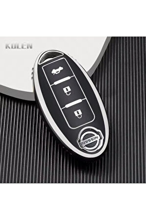 Nissan X-Trail Sustasız Anahtar Kılıfı Siyah-Silver