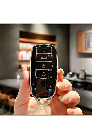 Chery Omoda 5/Pro 8 Pro/Max 7 Pro Avangarde Siyah-Silver Anahtar Kılıfı