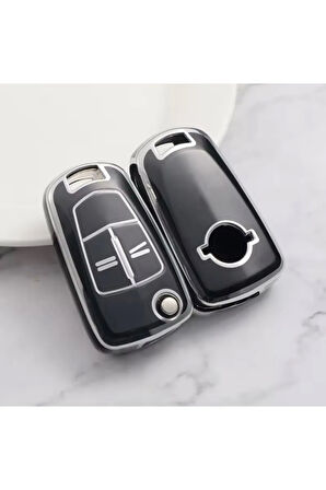 Opel Corsa D Anahtar Kılıfı Siyah-Silver
