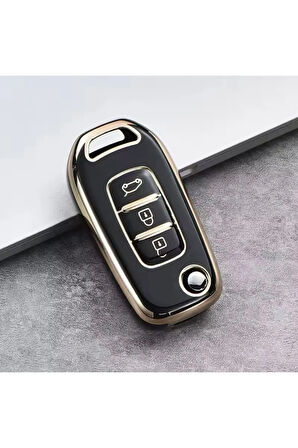Renault Megane 4 Sustalı Anahtar Kılıfı Siyah-Gold