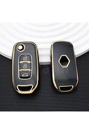 Renault Clio 5 Sustalı Anahtar Kılıfı Siyah-Gold